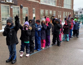 Students Outside Building