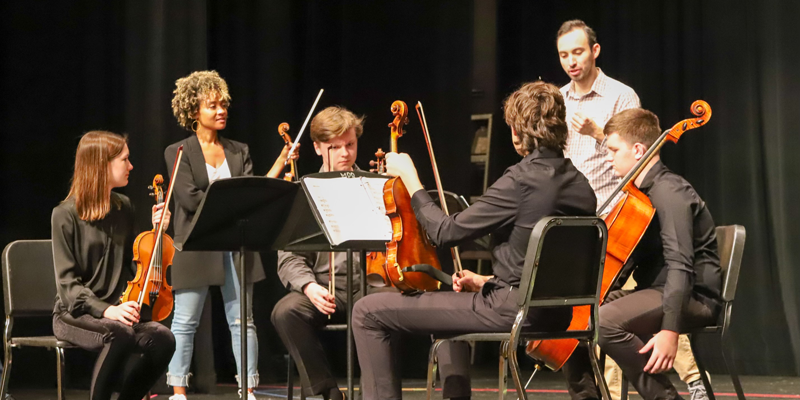 Students on stage